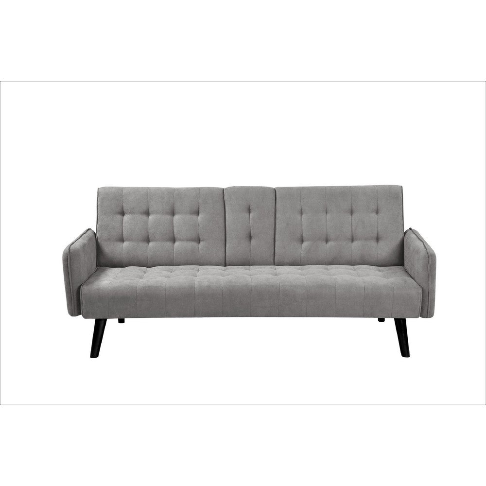 Eloise Convertible Sleeper Sofa-Bed with Cup Holder Table, Gray Linen 72 Inch