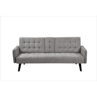Eloise Convertible Sleeper Sofa-Bed with Cup Holder Table, Gray Linen 72 Inch