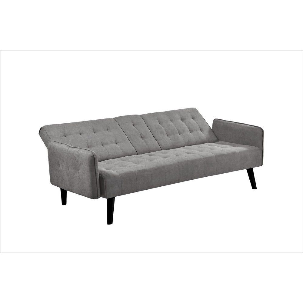 Eloise Convertible Sleeper Sofa-Bed with Cup Holder Table, Gray Linen 72 Inch