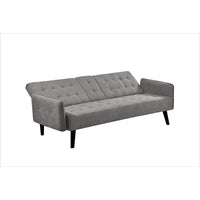 Eloise Convertible Sleeper Sofa-Bed with Cup Holder Table, Gray Linen 72 Inch