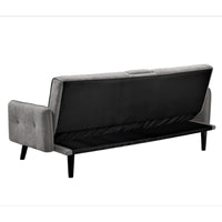 Eloise Convertible Sleeper Sofa-Bed with Cup Holder Table, Gray Linen 72 Inch
