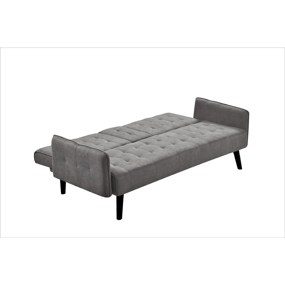 Eloise Convertible Sleeper Sofa-Bed with Cup Holder Table, Gray Linen 72 Inch