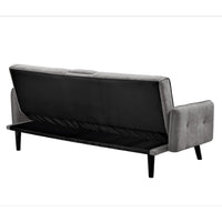 Eloise Convertible Sleeper Sofa-Bed with Cup Holder Table, Gray Linen 72 Inch