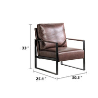 Kriya Accent Arm Chair with Black Metal Frame, Dark Brown Microfiber