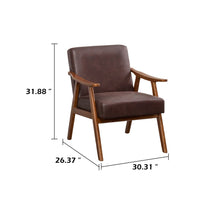 Ryno Mid-Century Accent Chair, Natural Wood Frame, Brown Microfiber
