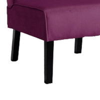 Revvy Accent Chair Set of 2, Black Wood, Purple Channel-Tufted Velvet