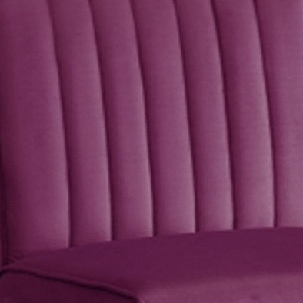 Revvy Accent Chair Set of 2, Black Wood, Purple Channel-Tufted Velvet