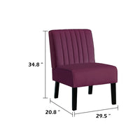 Revvy Accent Chair Set of 2, Black Wood, Purple Channel-Tufted Velvet