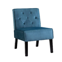 Revvy Armless Chair with Tapered Legs, Set of 2, Blue Tufted Velvet