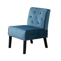 Revvy Armless Chair with Tapered Legs, Set of 2, Blue Tufted Velvet
