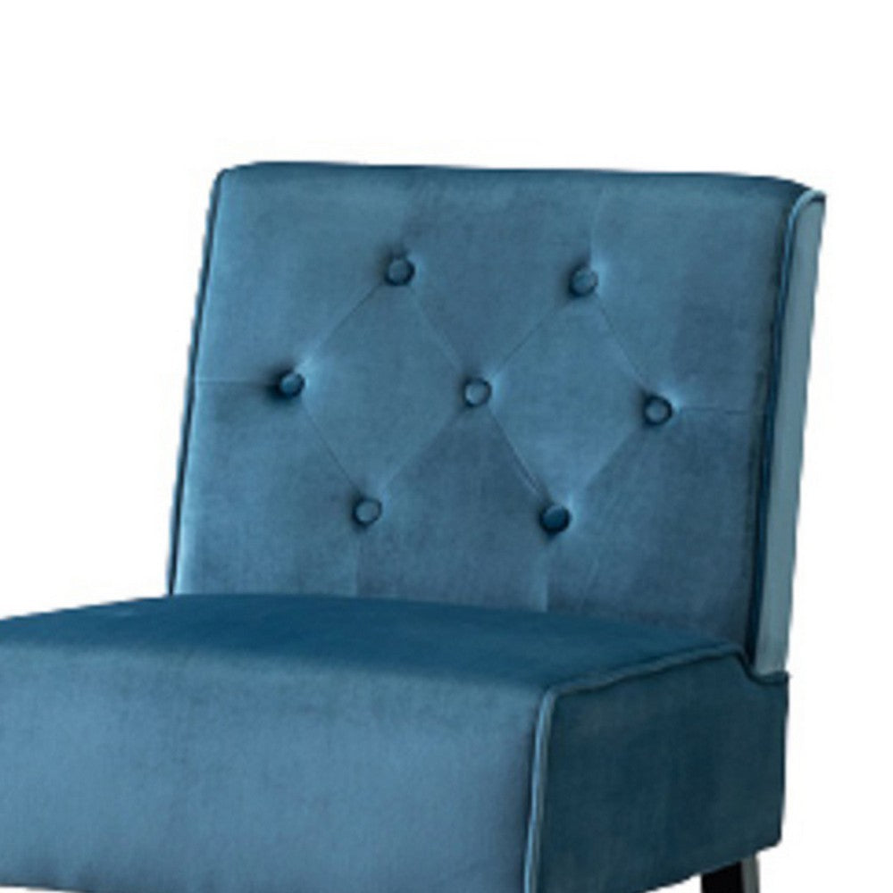Revvy Armless Chair with Tapered Legs, Set of 2, Blue Tufted Velvet