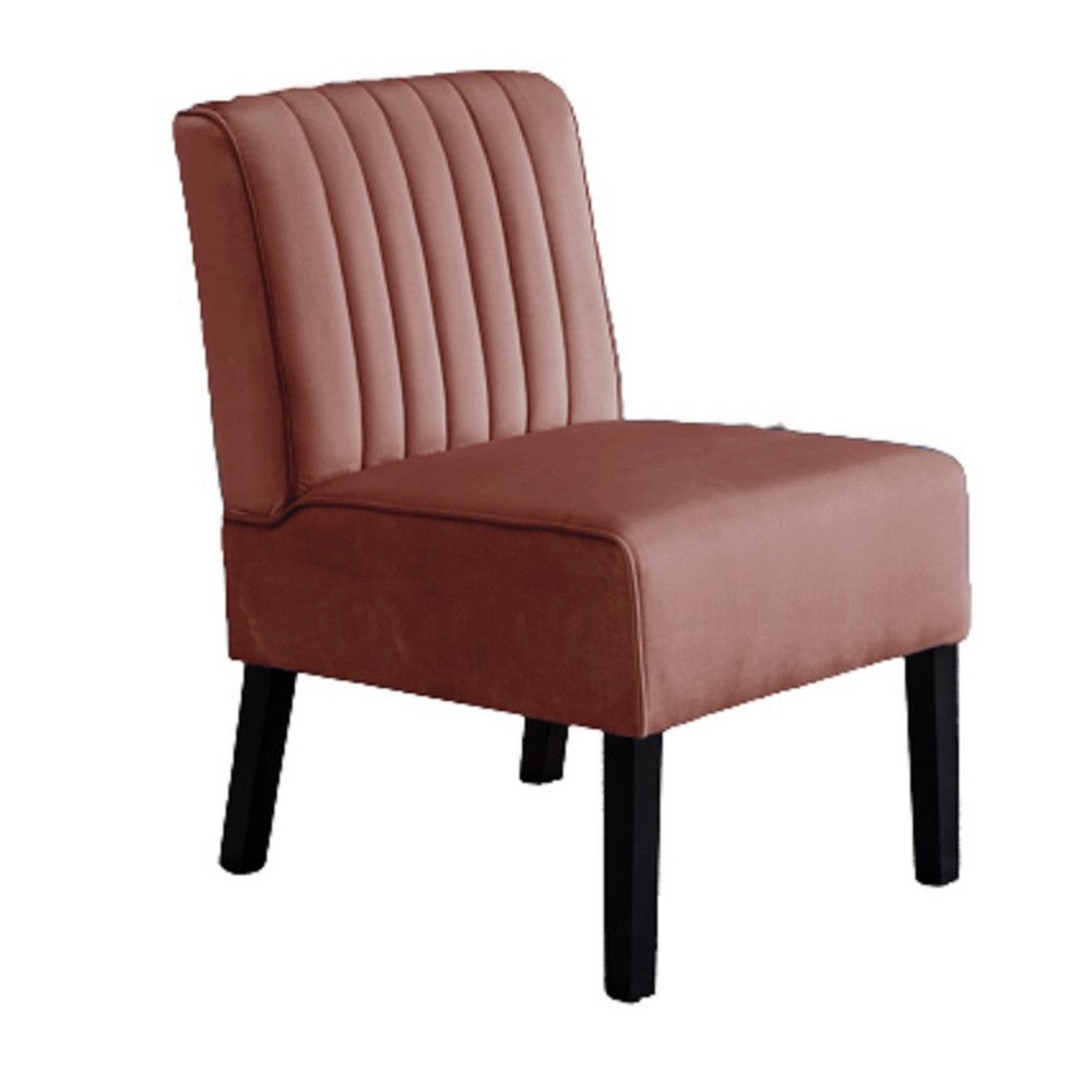 Revvy Accent Chair Set of 2, Black Wood, Rose Channel-Tufted Velvet