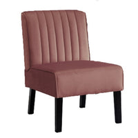 Revvy Accent Chair Set of 2, Black Wood, Rose Channel-Tufted Velvet