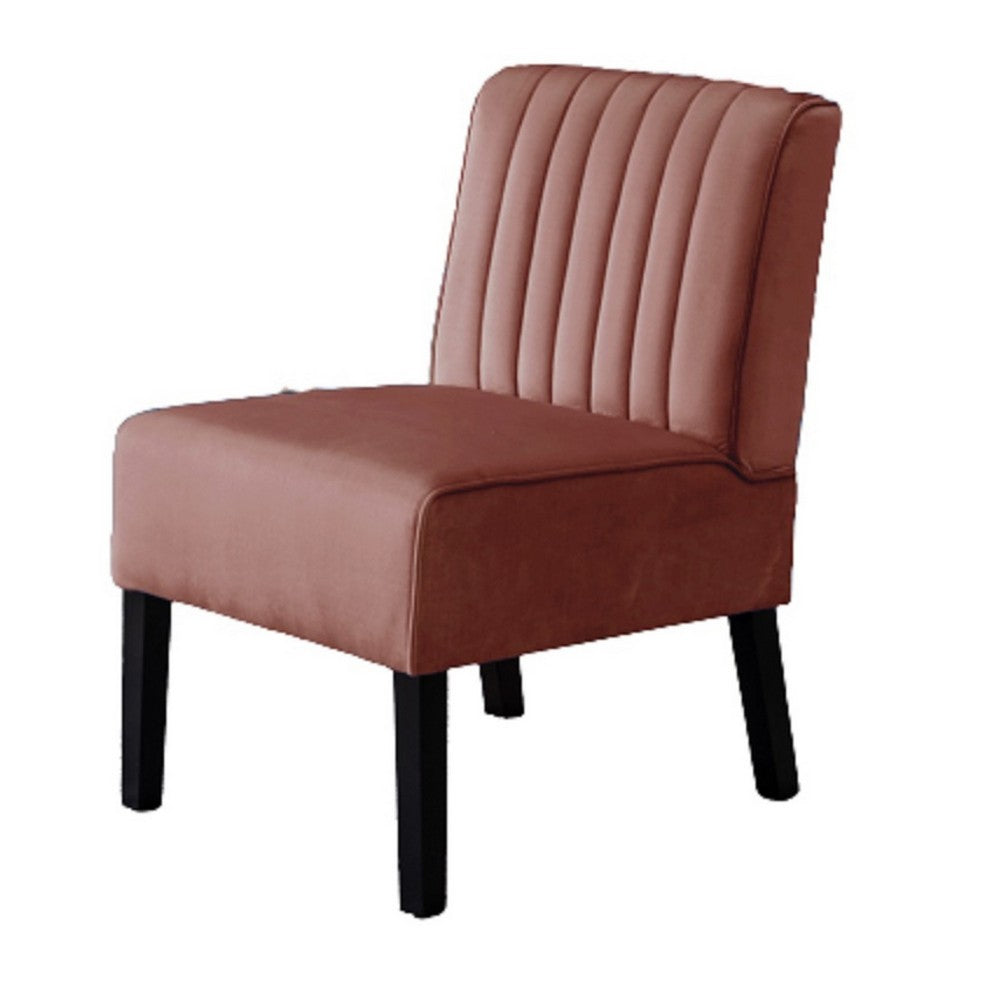Revvy Accent Chair Set of 2, Black Wood, Rose Channel-Tufted Velvet