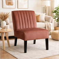 Revvy Accent Chair Set of 2, Black Wood, Rose Channel-Tufted Velvet
