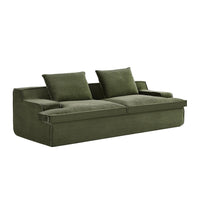 Syra Ergonomic 4-Seater Oversized Sofa with Wide Arms, Green Corduroy 91 Inch