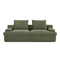 Syra Ergonomic 4-Seater Oversized Sofa with Wide Arms, Green Corduroy 91 Inch