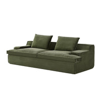 Syra Ergonomic 4-Seater Oversized Sofa with Wide Arms, Green Corduroy 91 Inch
