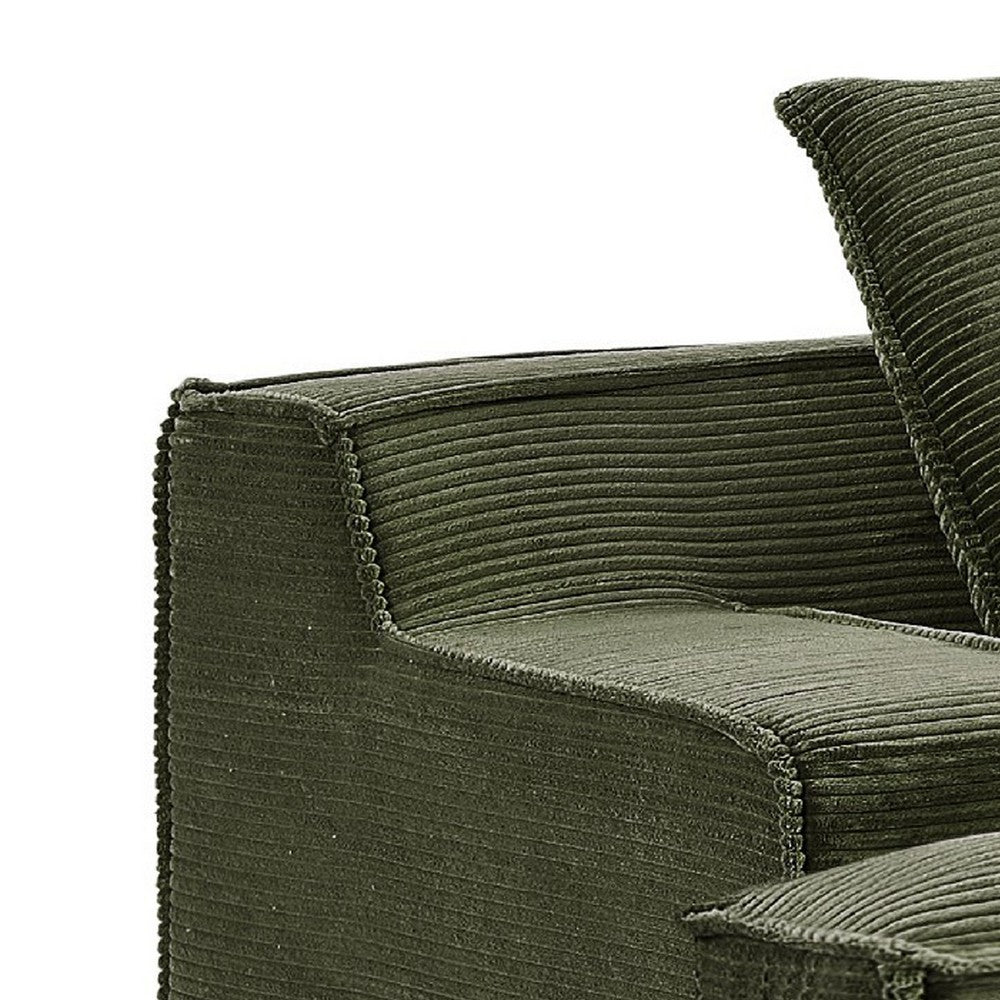 Syra Ergonomic 4-Seater Oversized Sofa with Wide Arms, Green Corduroy 91 Inch