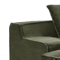 Syra Ergonomic 4-Seater Oversized Sofa with Wide Arms, Green Corduroy 91 Inch