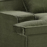 Syra Ergonomic 4-Seater Oversized Sofa with Wide Arms, Green Corduroy 91 Inch