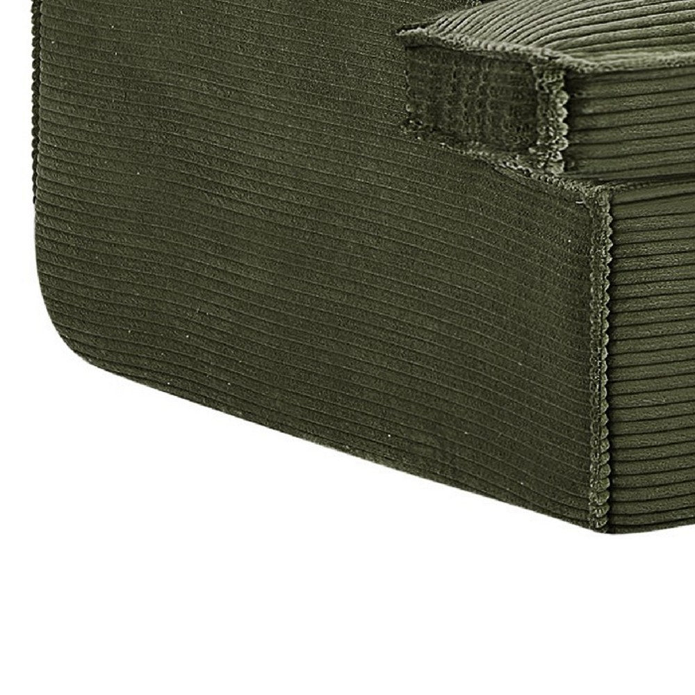 Syra Ergonomic 4-Seater Oversized Sofa with Wide Arms, Green Corduroy 91 Inch