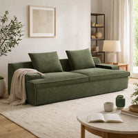 Syra Ergonomic 4-Seater Oversized Sofa with Wide Arms, Green Corduroy 91 Inch