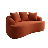 Anvy Loveseat Sofa, 3 Accent Pillows, Curve Frame, Orange-Red Corduroy 65 Inch
