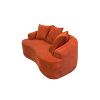 Anvy Loveseat Sofa, 3 Accent Pillows, Curve Frame, Orange-Red Corduroy 65 Inch