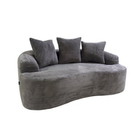 Anvy Loveseat Sofa with 3 Accent Pillows, Curved Frame, Gray Corduroy 65 Inch