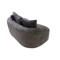 Anvy Loveseat Sofa with 3 Accent Pillows, Curved Frame, Gray Corduroy 65 Inch