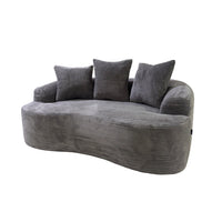 Anvy Loveseat Sofa with 3 Accent Pillows, Curved Frame, Gray Corduroy 65 Inch