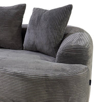Anvy Loveseat Sofa with 3 Accent Pillows, Curved Frame, Gray Corduroy 65 Inch