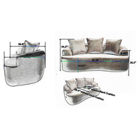 Anvy Loveseat Sofa with 3 Accent Pillows, Curved Frame, Gray Corduroy 65 Inch