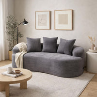 Anvy Loveseat Sofa with 3 Accent Pillows, Curved Frame, Gray Corduroy 65 Inch