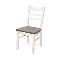 3pc Dining Set, Round Drop Leaf Top, White, Buckskin Brown Wood Seat