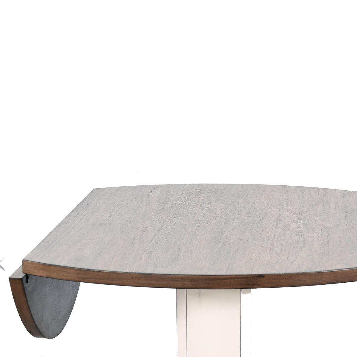 3pc Dining Set, Round Drop Leaf Top, White, Buckskin Brown Wood Seat