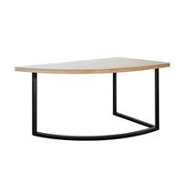 Giby Corner Table, Height Adjustable, Triangular Wheat Brown Wood, Black Metal - BM352376
