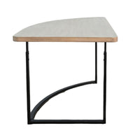Giby Corner Table, Height Adjustable, Triangular Wheat Brown Wood, Black Metal - BM352376