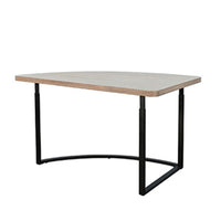 Giby Corner Table, Height Adjustable, Triangular Wheat Brown Wood, Black Metal - BM352376