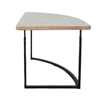 Giby Corner Table, Height Adjustable, Triangular Wheat Brown Wood, Black Metal - BM352376