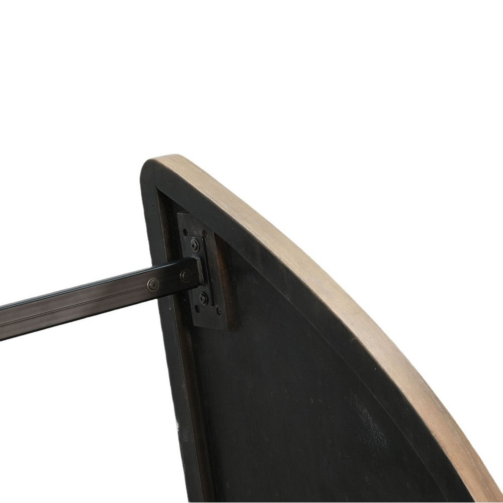 Giby Corner Table, Height Adjustable, Triangular Wheat Brown Wood, Black Metal - BM352376