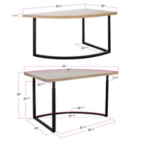 Giby Corner Table, Height Adjustable, Triangular Wheat Brown Wood, Black Metal - BM352376
