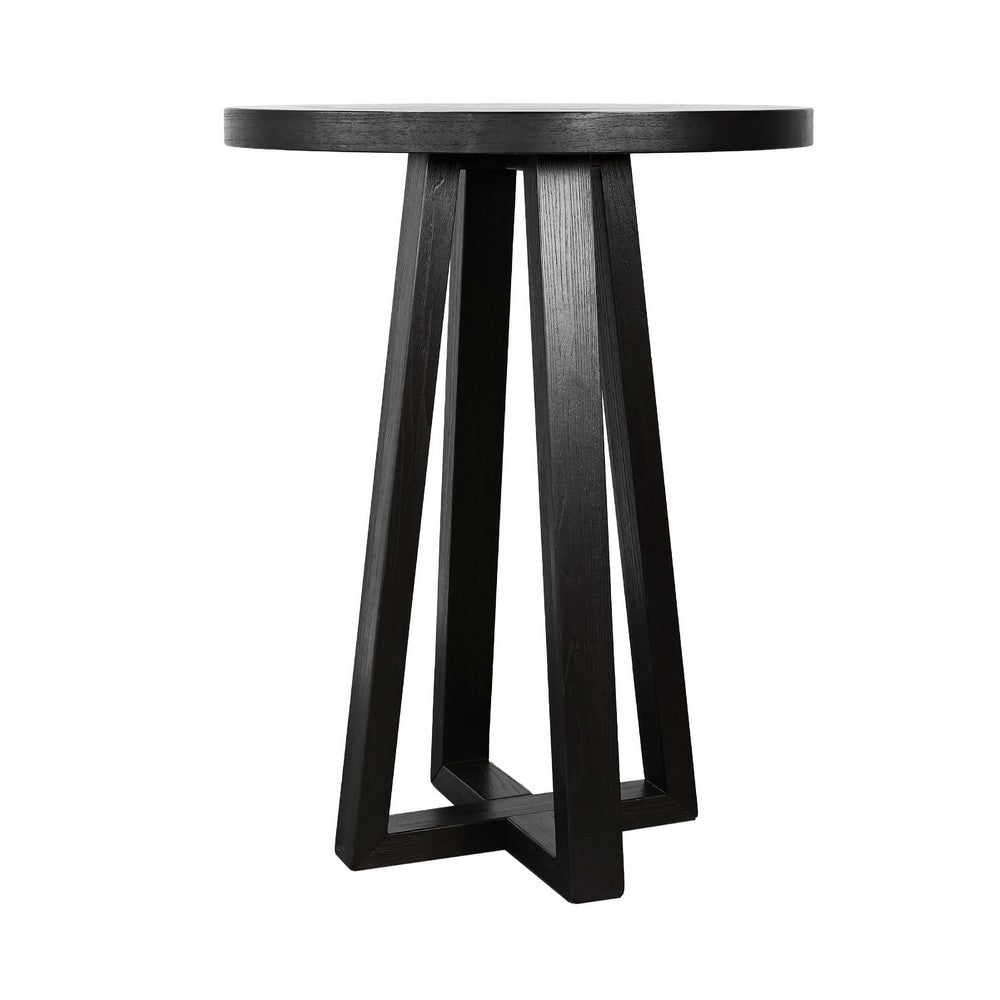 Mika Bar Table, Round Top, Criss Cross Base, Umbra Black Wood 32 Inch - BM352384