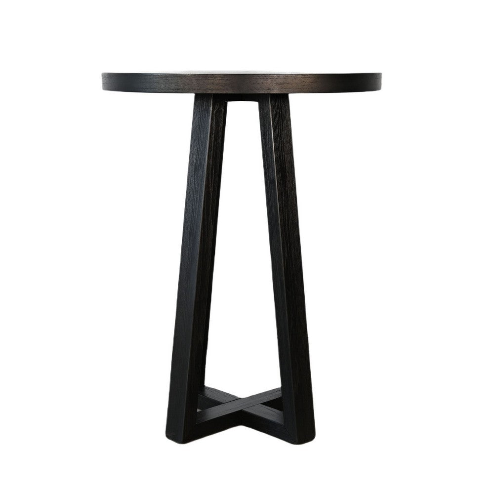 Mika Bar Table, Round Top, Criss Cross Base, Umbra Black Wood 32 Inch - BM352384