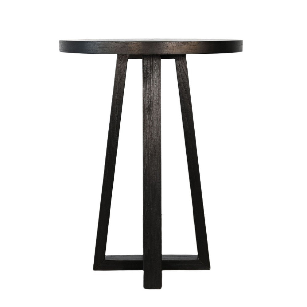 Mika Bar Table, Round Top, Criss Cross Base, Umbra Black Wood 32 Inch - BM352384
