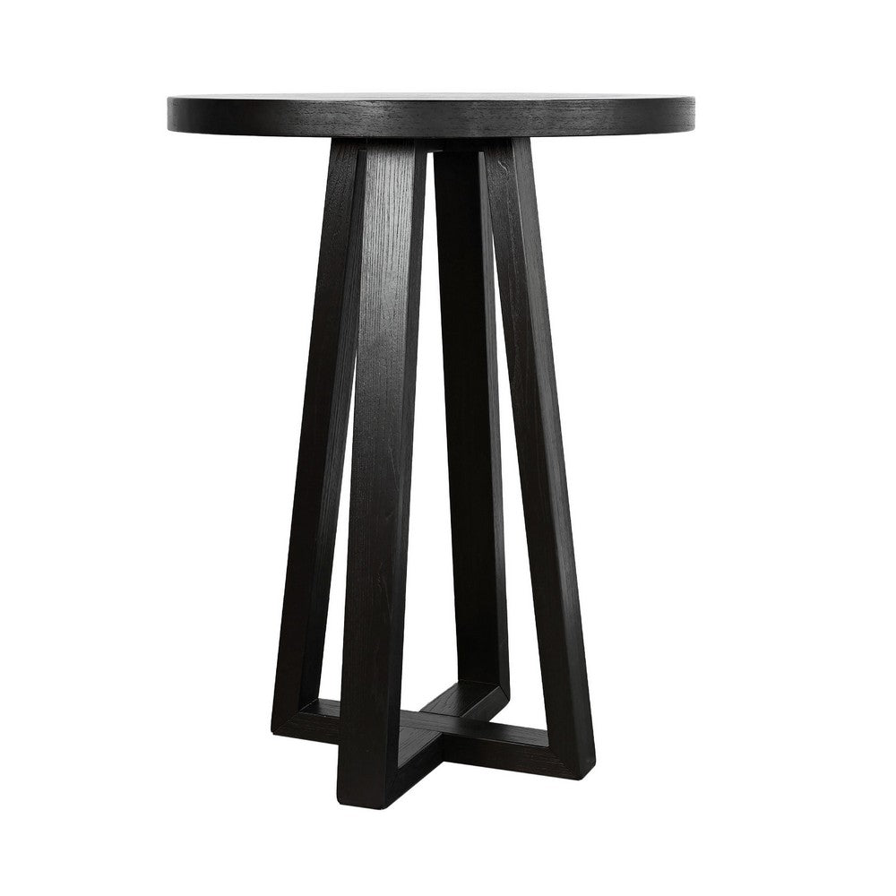 Mika Bar Table, Round Top, Criss Cross Base, Umbra Black Wood 32 Inch - BM352384
