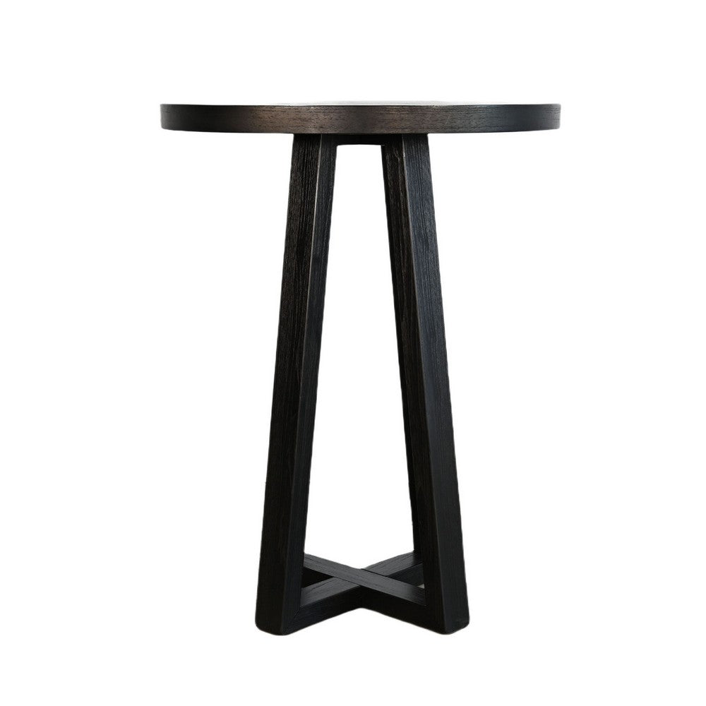 Mika Bar Table, Round Top, Criss Cross Base, Umbra Black Wood 32 Inch - BM352384