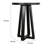 Mika Bar Table, Round Top, Criss Cross Base, Umbra Black Wood 32 Inch - BM352384