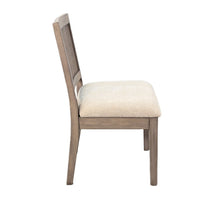 Dining Side Chair Set of 2, Cane Back, Cream Seat Cushion, Hazelnut Brown Wood - BM352391